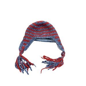 Native Creation Handmade gray red wool Earflap winter hat SKU 9173